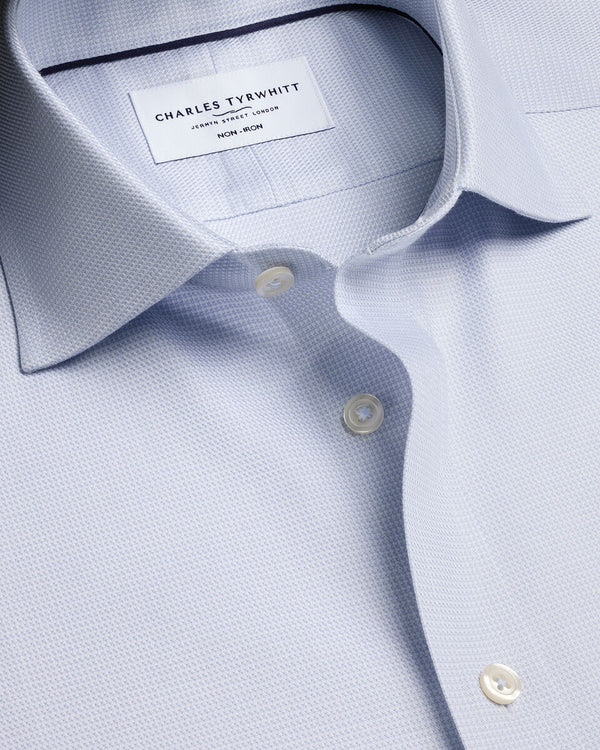 Non-Iron Stretch Trafalgar Weave Shirt - Ice Blue