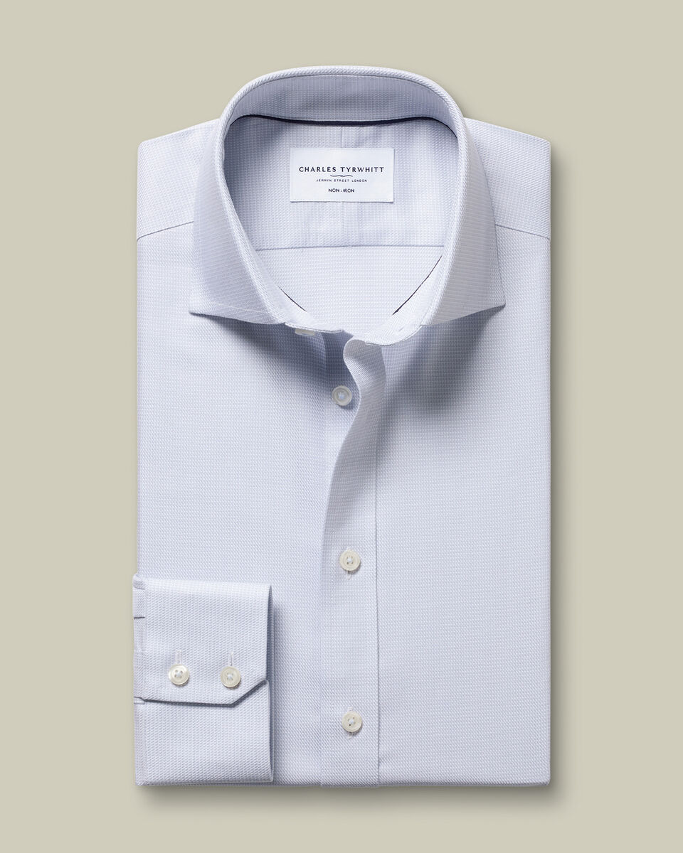 Non-Iron Stretch Trafalgar Weave Shirt - Ice Blue