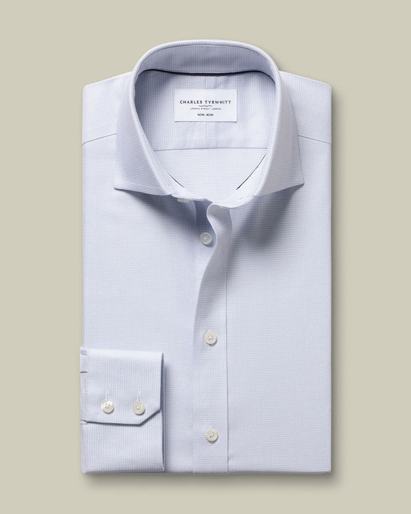 Non-Iron Stretch Trafalgar Weave Shirt - Ice Blue