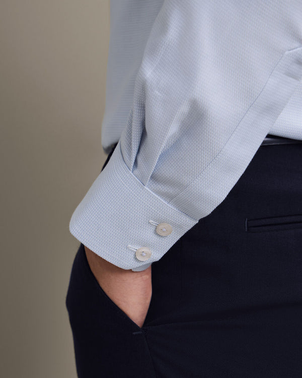 Non-Iron Stretch Trafalgar Weave Shirt - Ice Blue