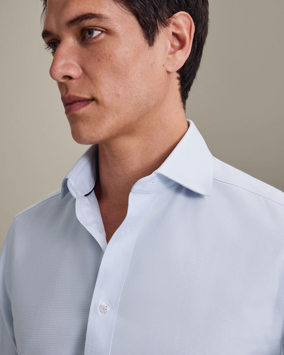 Non-Iron Stretch Trafalgar Weave Shirt - Ice Blue