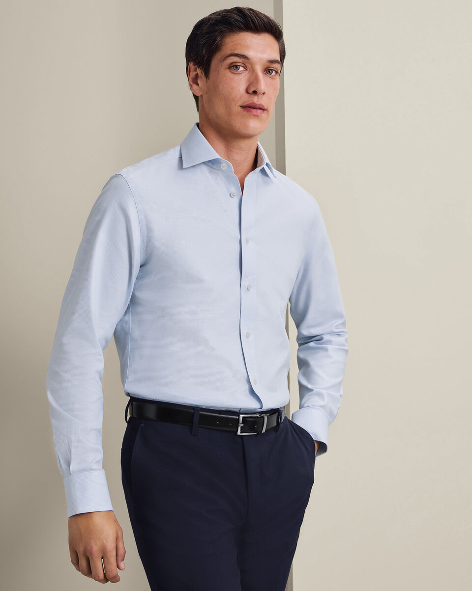 Non-Iron Stretch Trafalgar Weave Shirt - Ice Blue Secondary image