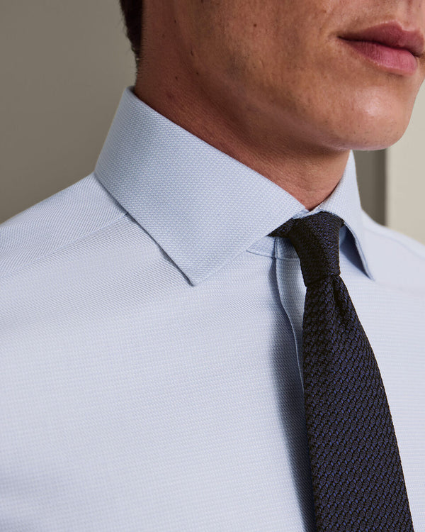Non-Iron Stretch Trafalgar Weave Shirt - Ice Blue