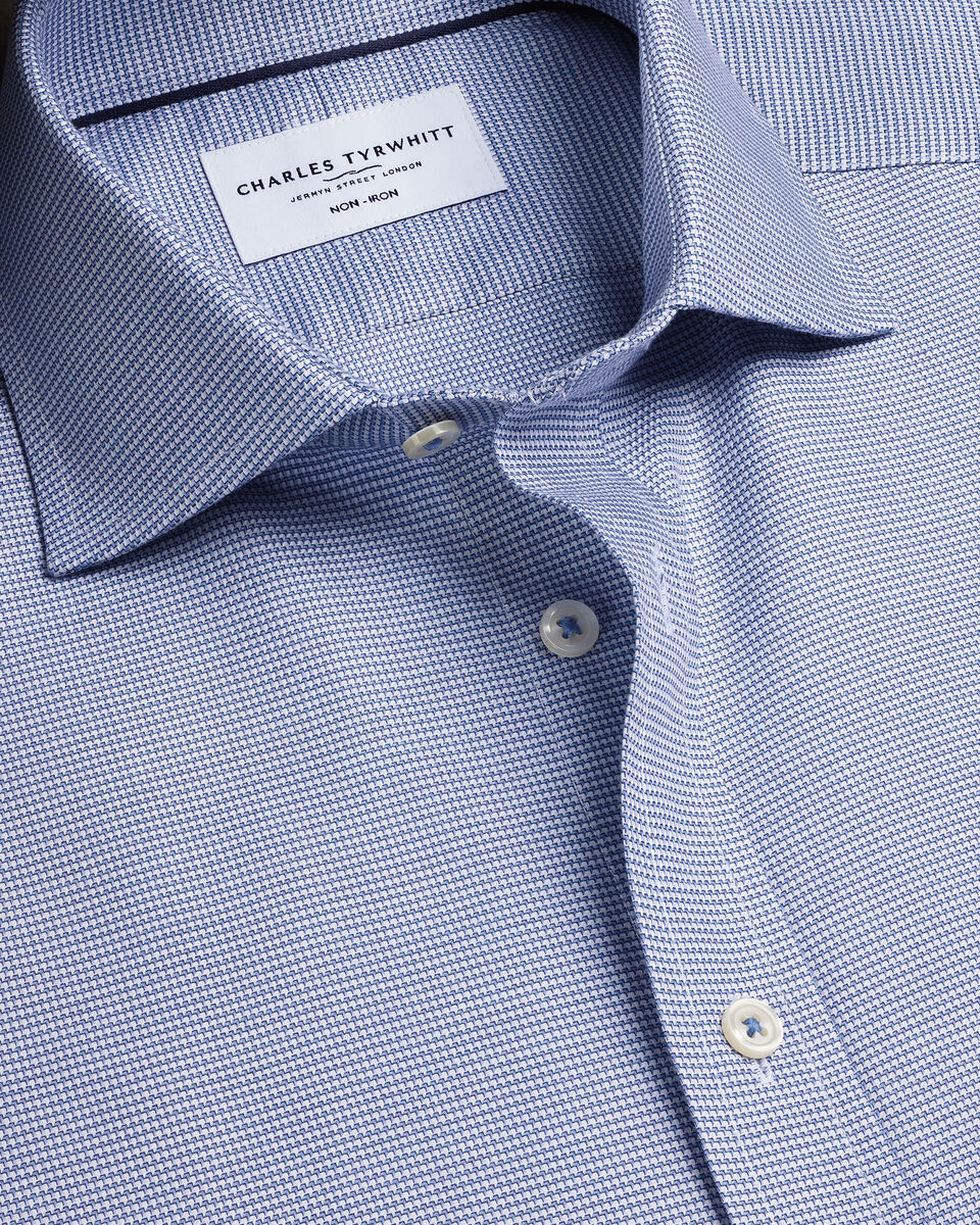 Non-Iron Stretch Trafalgar Weave Shirt - Indigo Blue