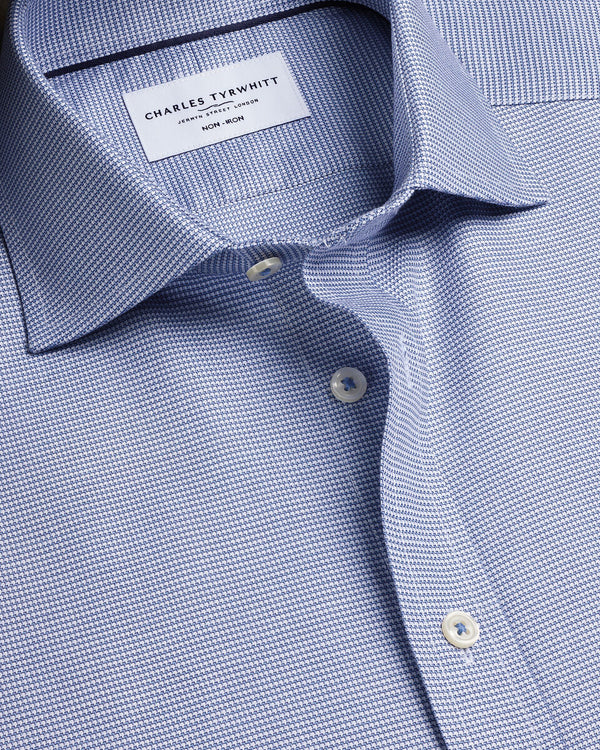 Non-Iron Stretch Trafalgar Weave Shirt - Indigo Blue