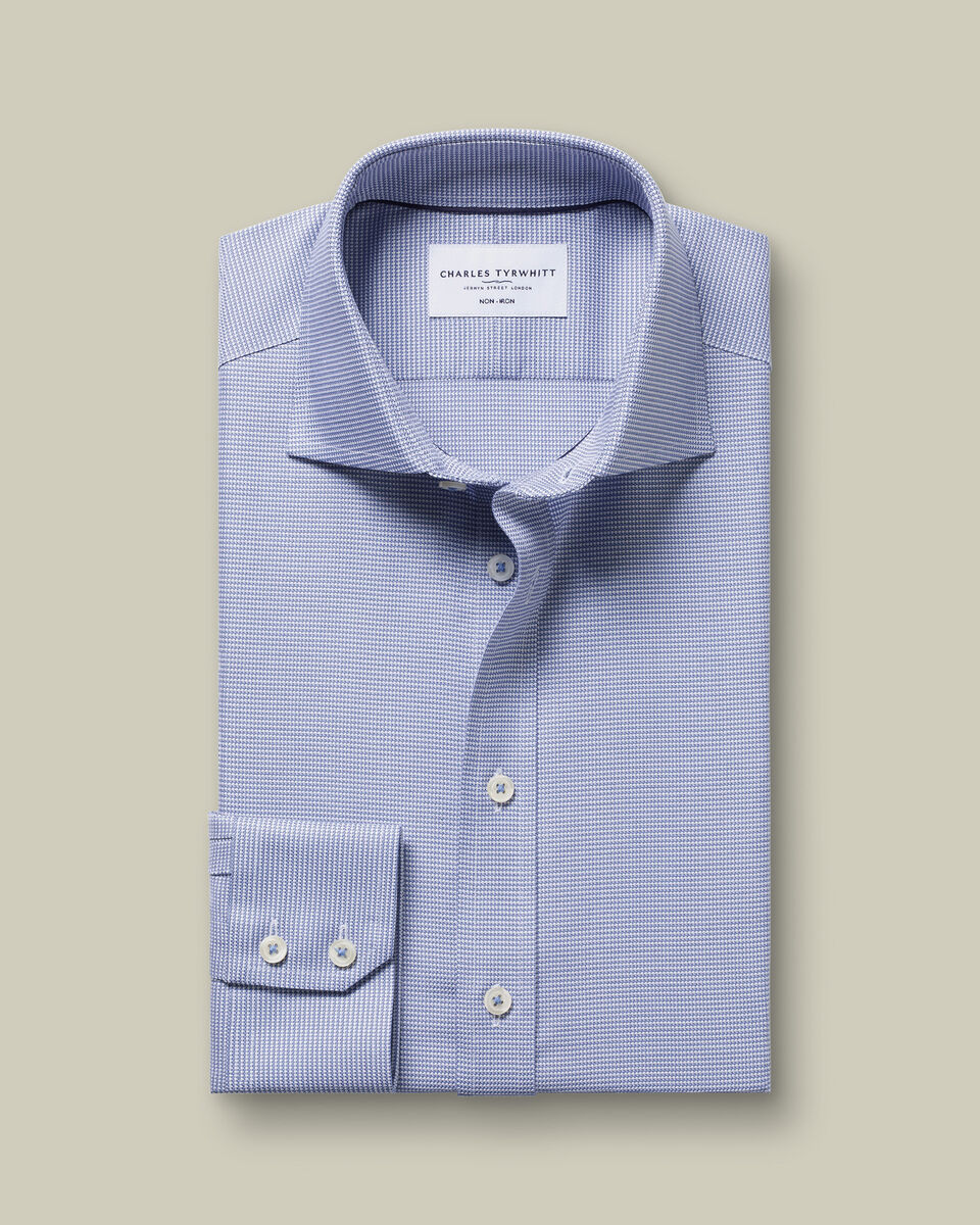 Non-Iron Stretch Trafalgar Weave Shirt - Indigo Blue