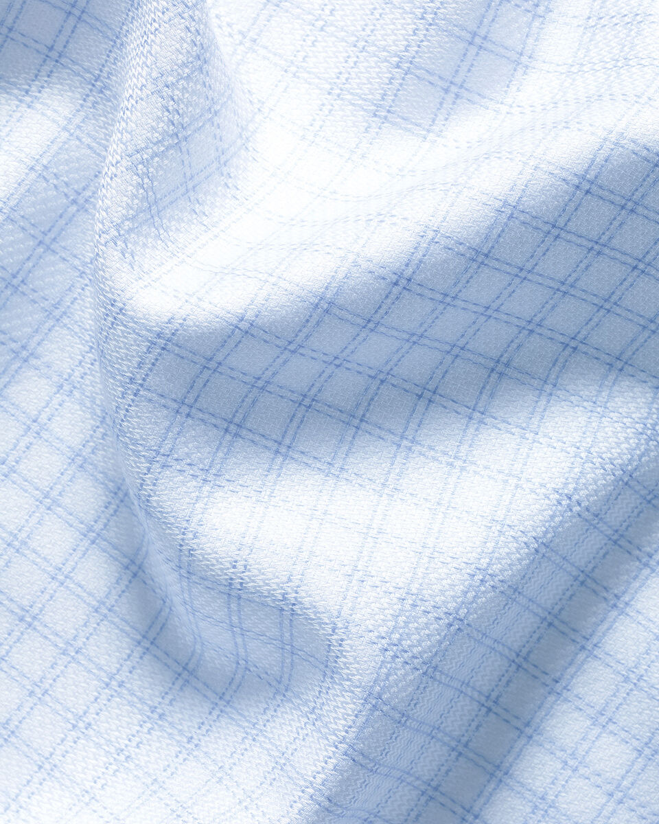 Non-Iron Stretch Trafalgar Weave Check Shirt - Ocean Blue