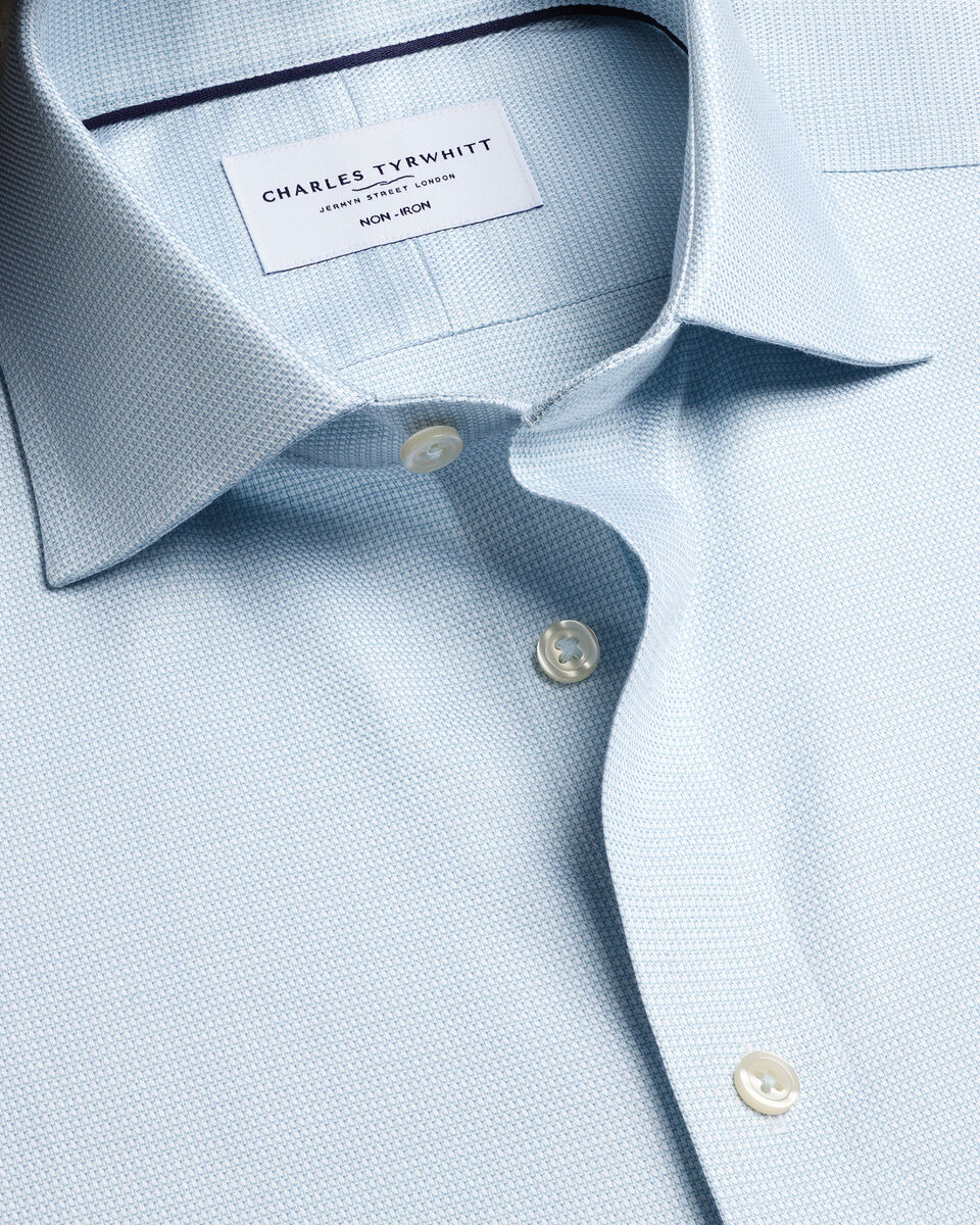 Non-Iron Stretch Trafalgar Weave Shirt - Pale Teal Green Main image