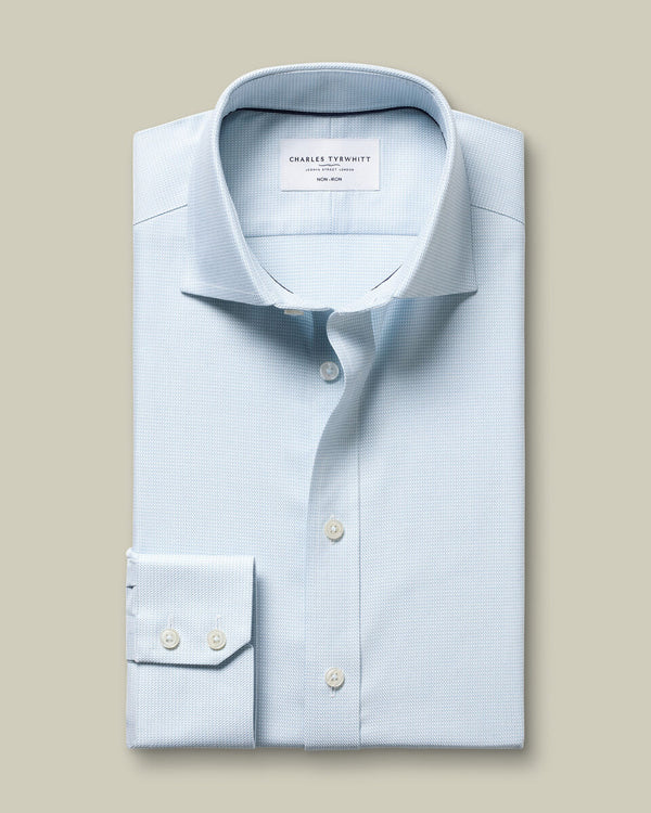 Non-Iron Stretch Trafalgar Weave Shirt - Pale Teal Green