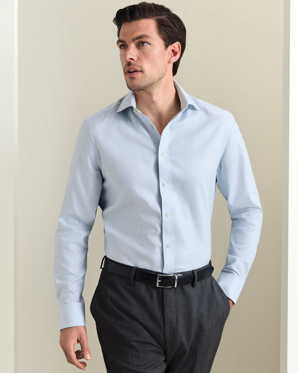 Non-Iron Stretch Trafalgar Weave Shirt - Pale Teal Green Secondary image