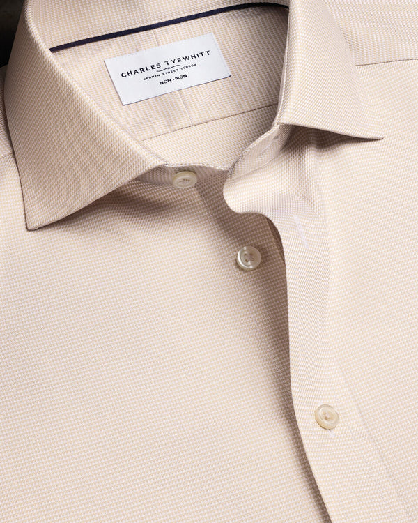 Non-Iron Stretch Trafalgar Weave Shirt - Stone