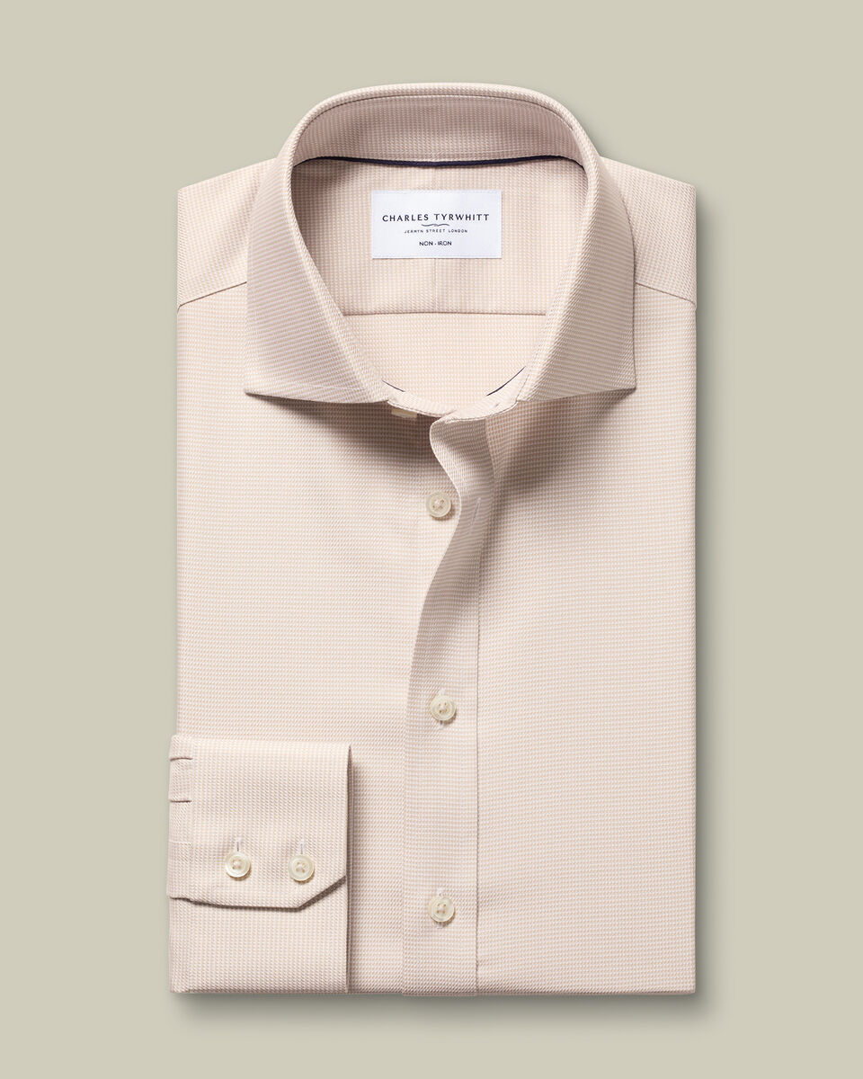 Non-Iron Stretch Trafalgar Weave Shirt - Stone