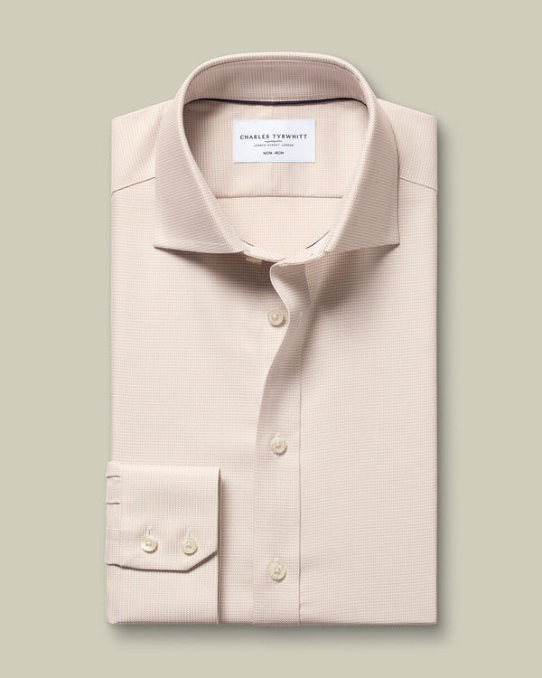 Non-Iron Stretch Trafalgar Weave Shirt - Stone