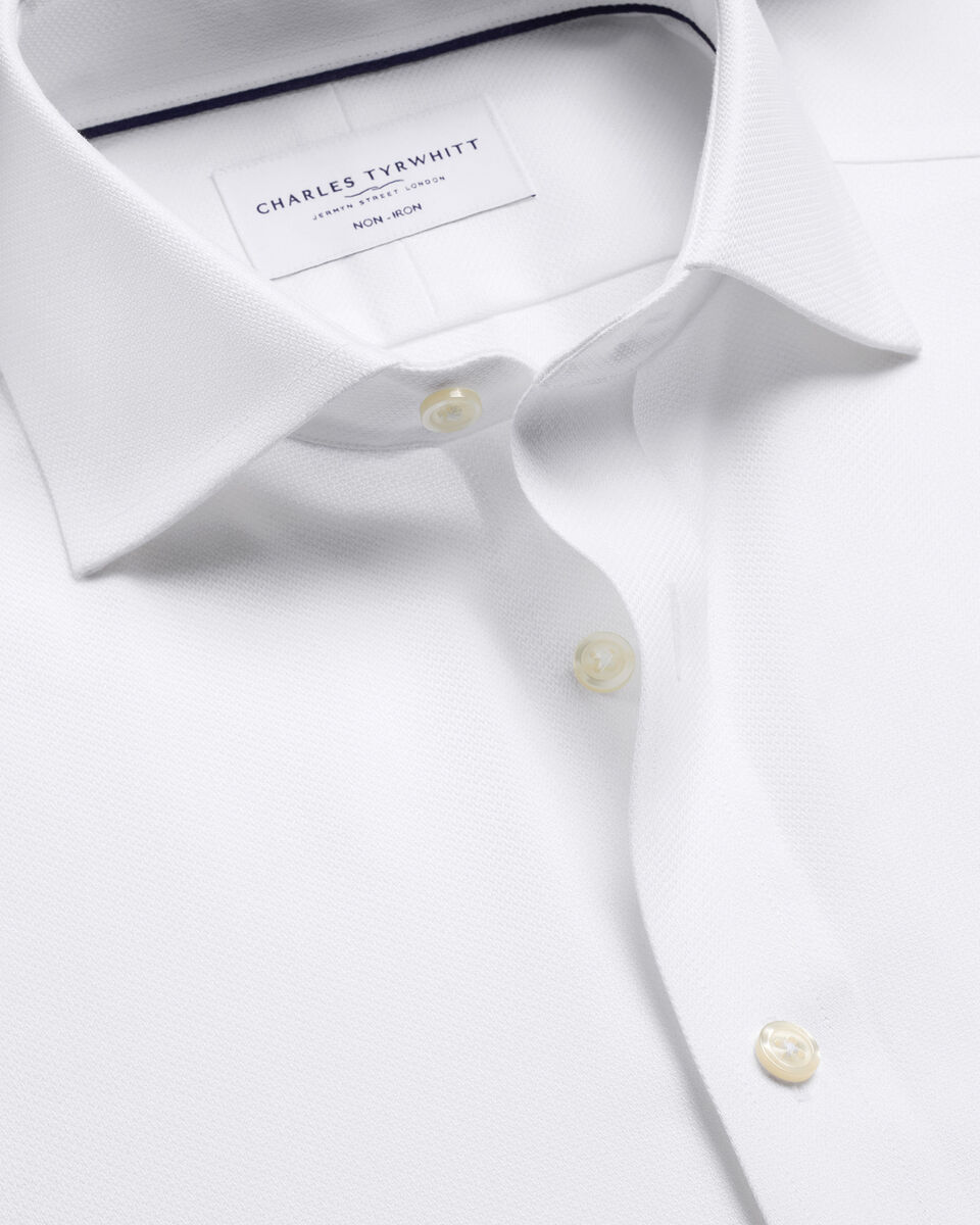 Non-Iron Stretch Trafalgar Weave Shirt - White