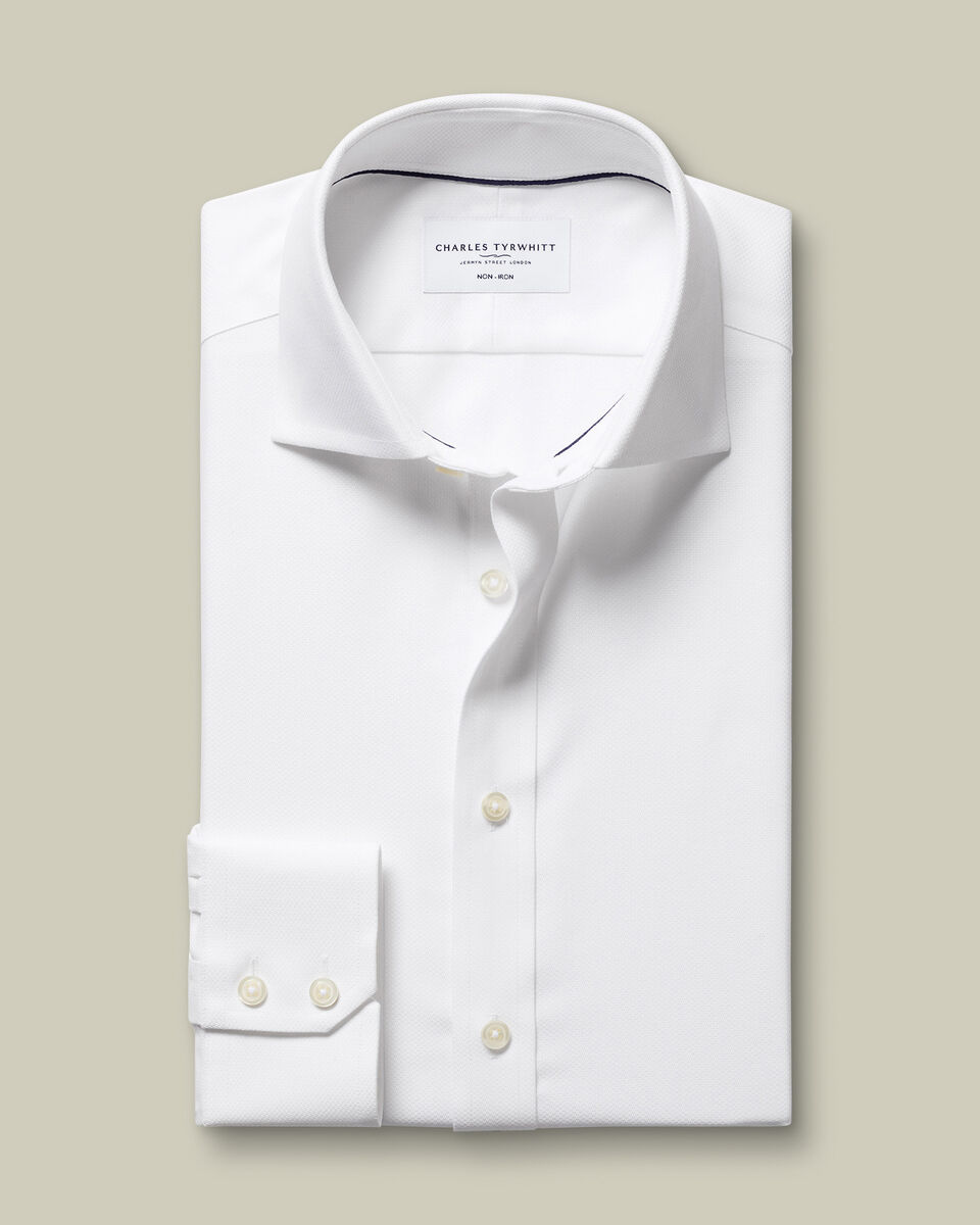 Non-Iron Stretch Trafalgar Weave Shirt - White