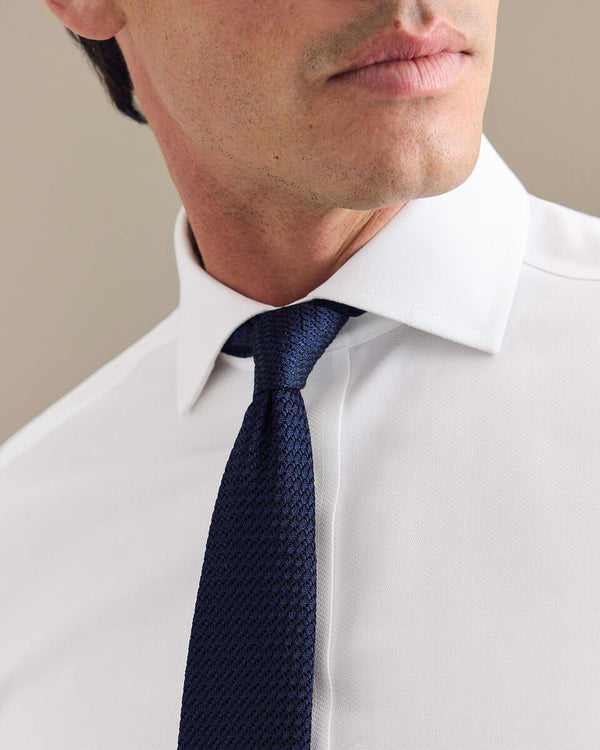 Non-Iron Stretch Trafalgar Weave Shirt - White