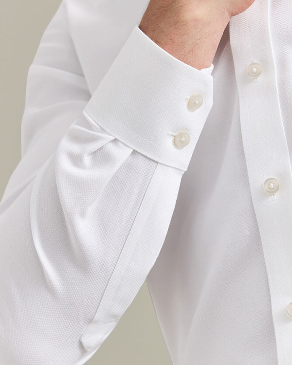 Non-Iron Stretch Trafalgar Weave Shirt - White