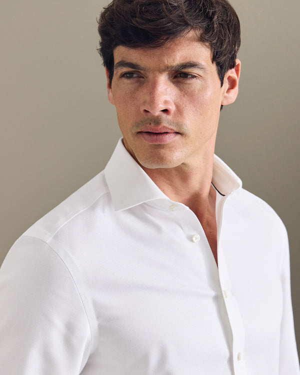 Non-Iron Stretch Trafalgar Weave Shirt - White