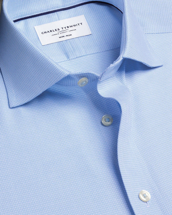 Non-Iron Stretch Trafalgar Weave Shirt - Sky Blue