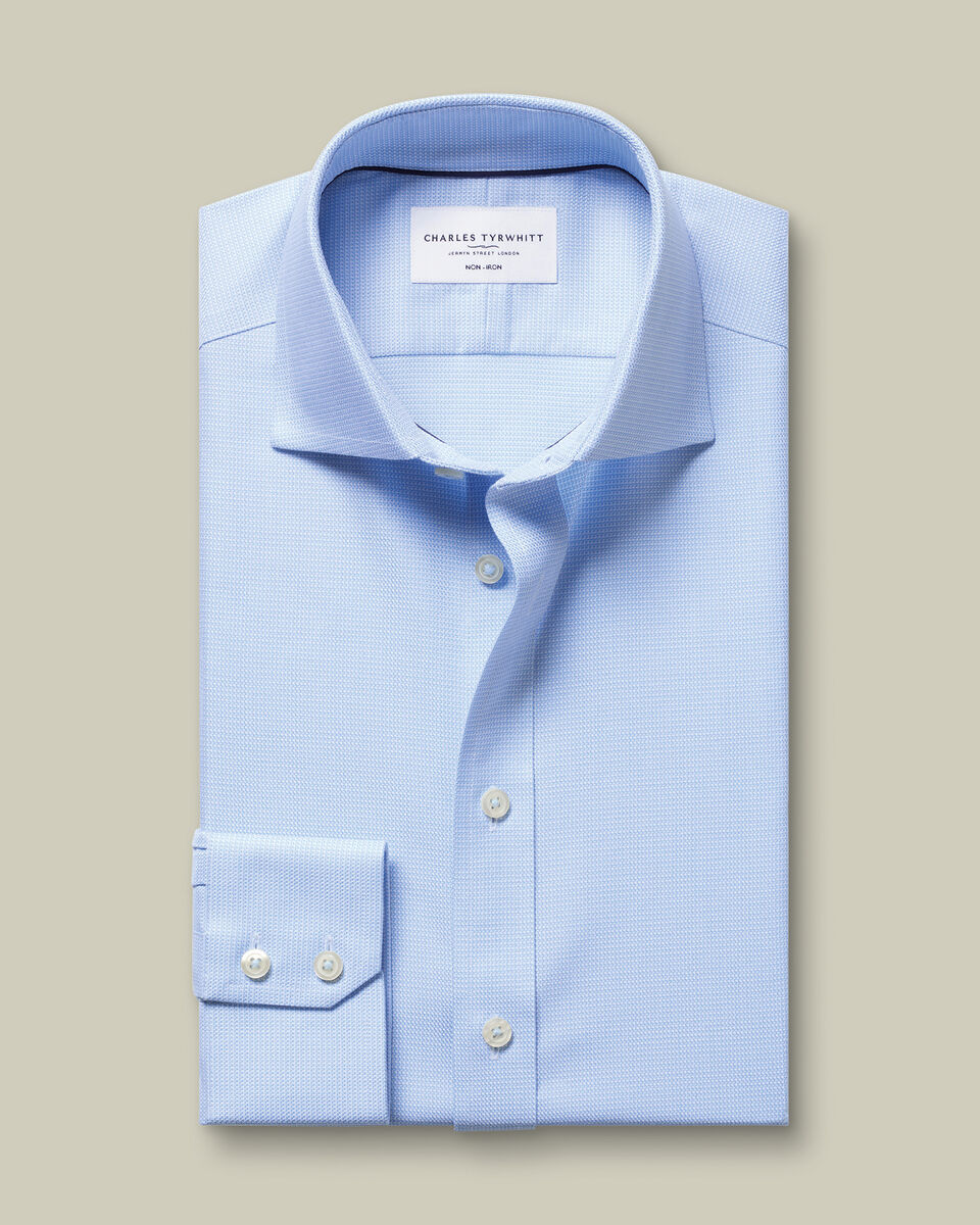 Non-Iron Stretch Trafalgar Weave Shirt - Sky Blue