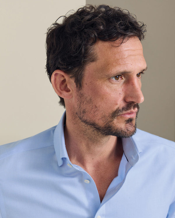 Non-Iron Stretch Trafalgar Weave Shirt - Sky Blue