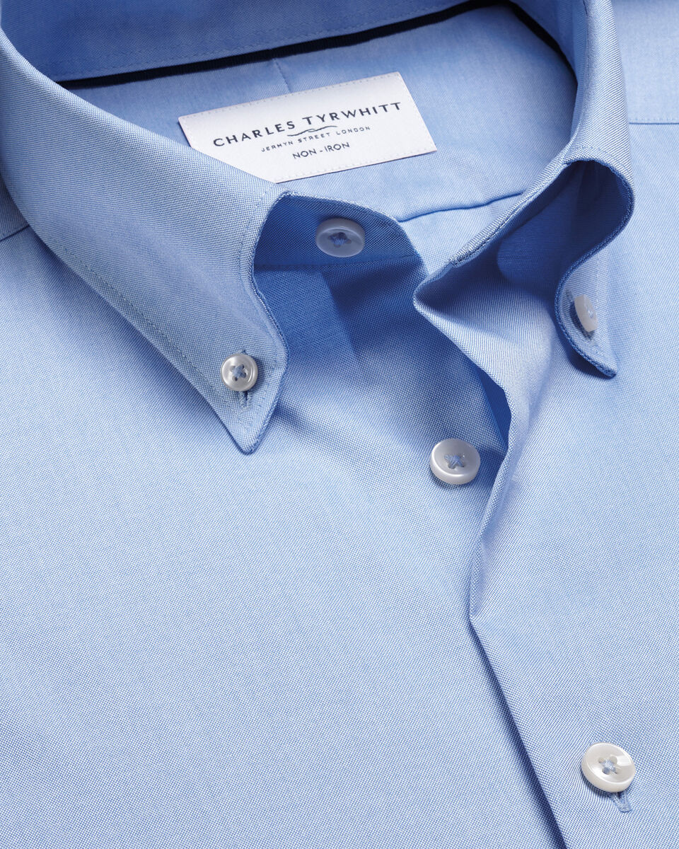 Non-Iron Stretch Pinpoint Oxford Shirt - Sky Blue