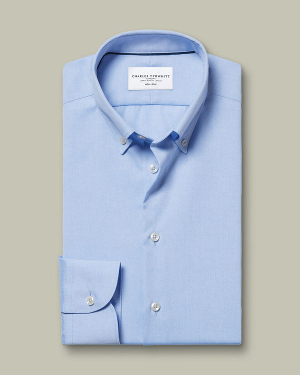 Non-Iron Stretch Pinpoint Oxford Shirt - Sky Blue