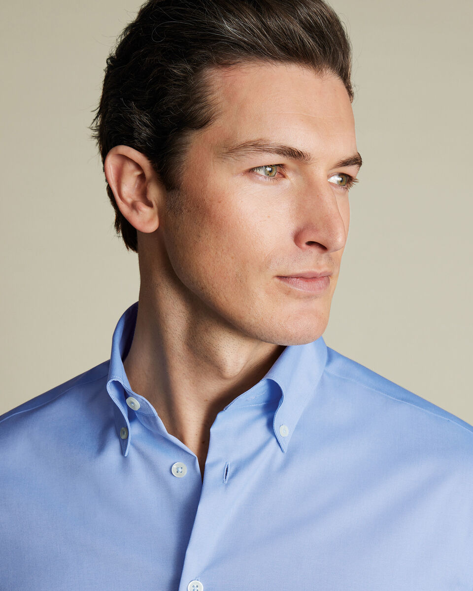 Non-Iron Stretch Pinpoint Oxford Shirt - Sky Blue