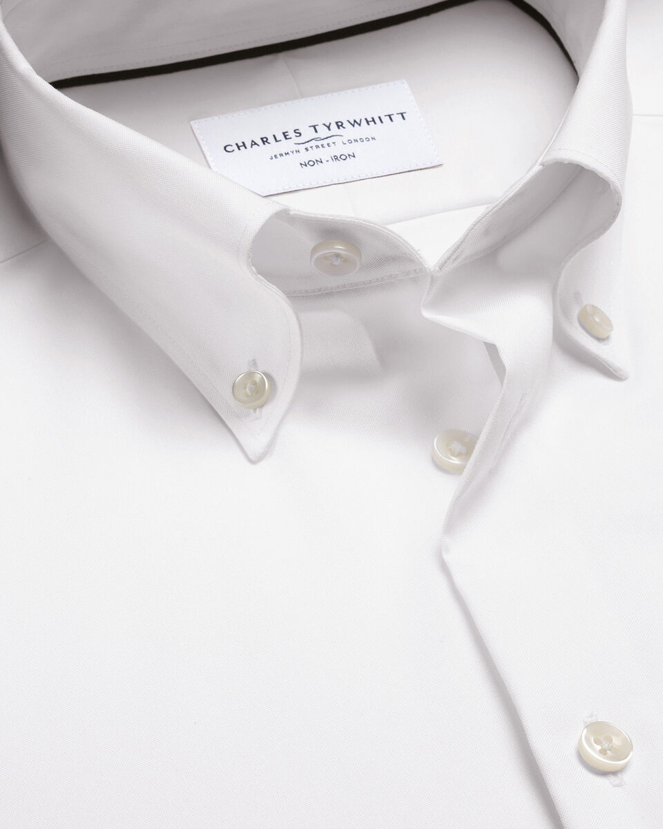 Non-Iron Stretch Pinpoint Oxford Shirt - White