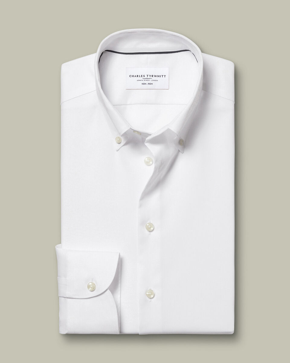 Non-Iron Stretch Pinpoint Oxford Shirt - White