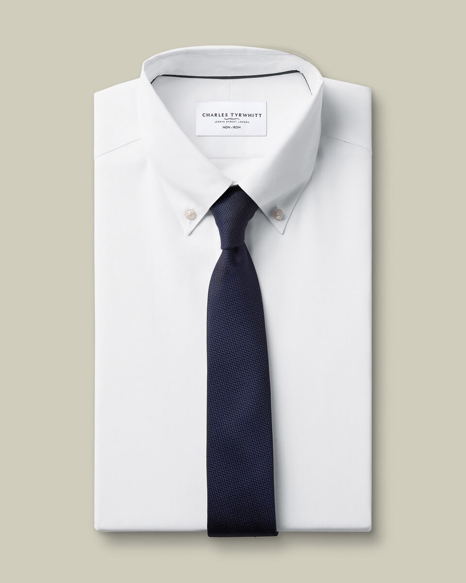Non-Iron Stretch Pinpoint Oxford Shirt - White