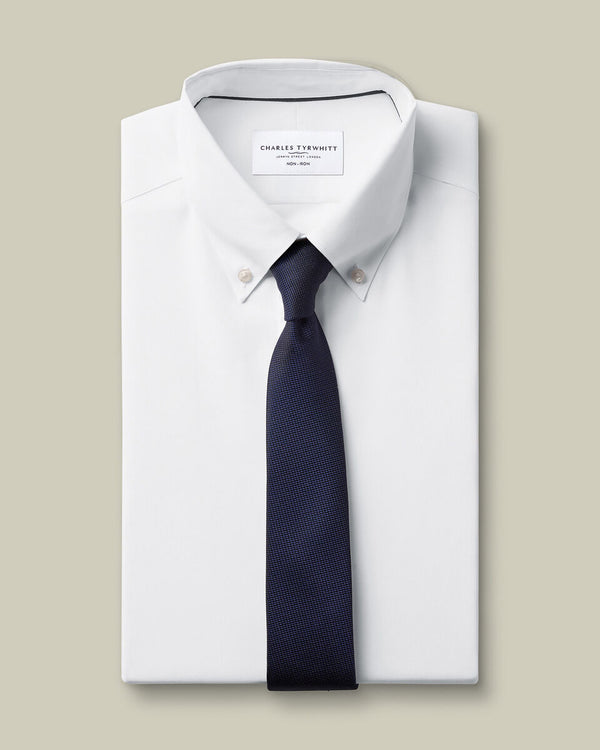Non-Iron Stretch Pinpoint Oxford Shirt - White