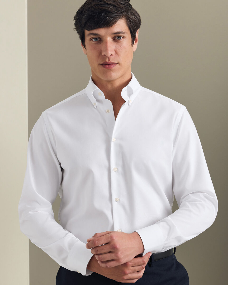Non-Iron Stretch Pinpoint Oxford Shirt - White Secondary image
