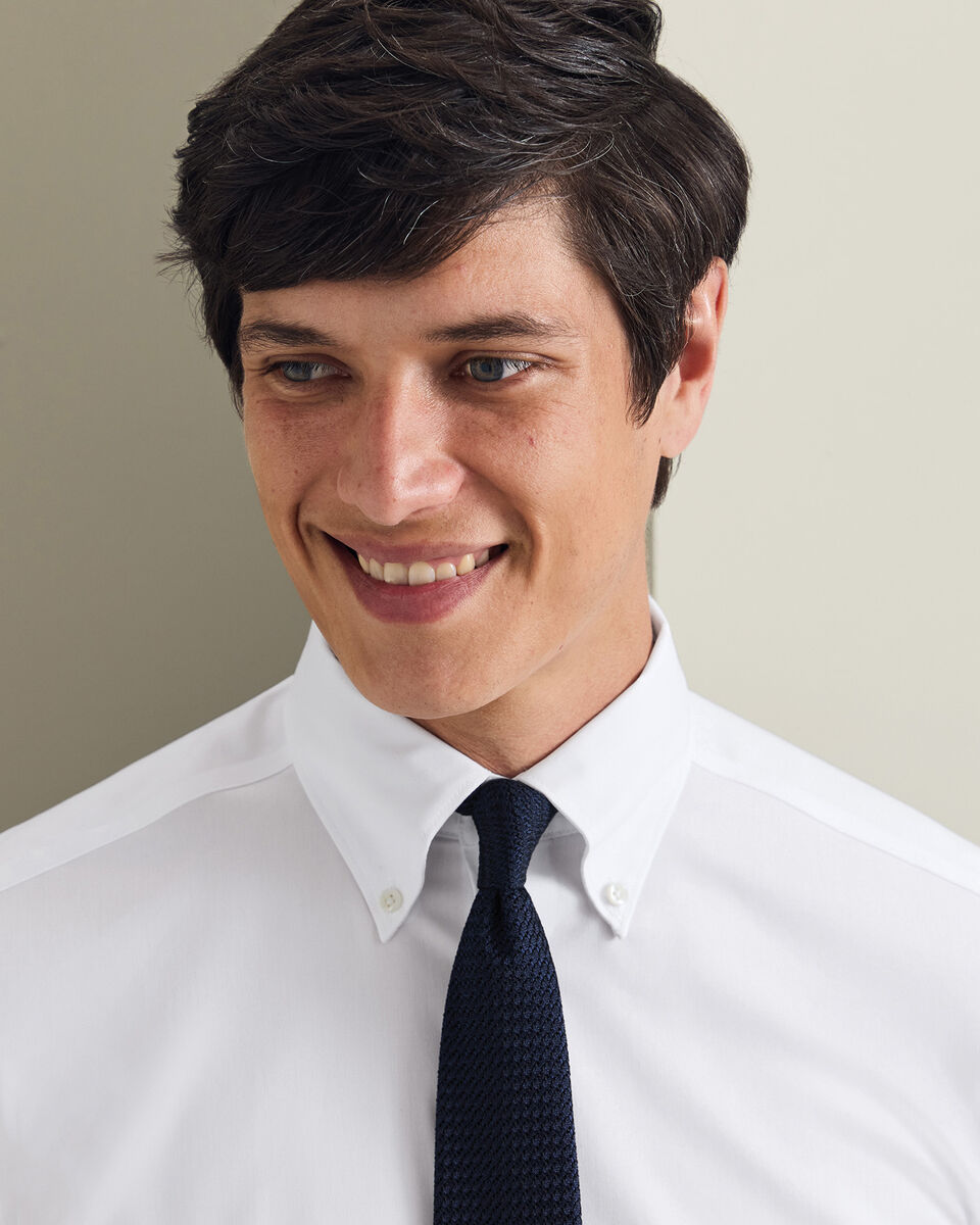Non-Iron Stretch Pinpoint Oxford Shirt - White