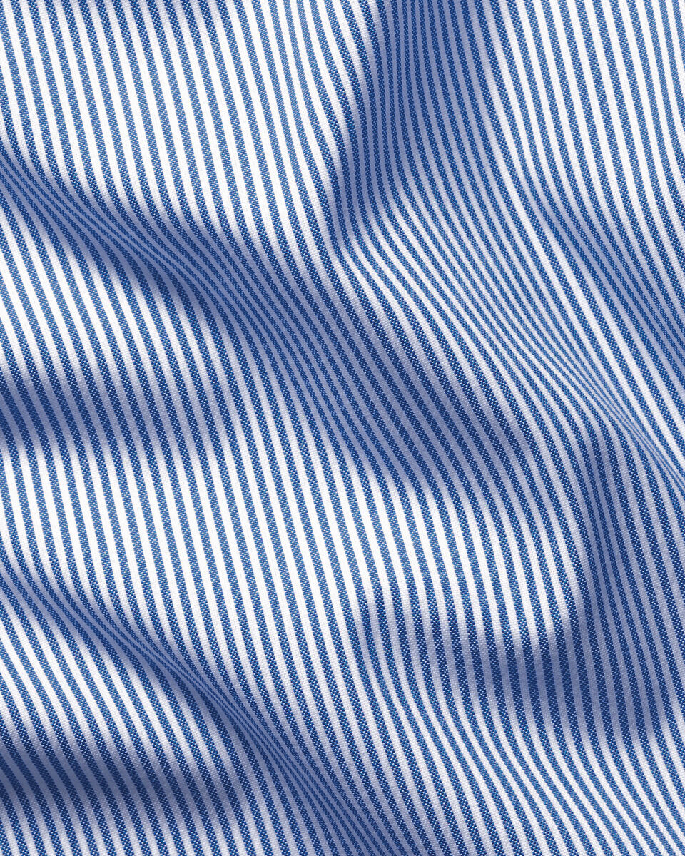 Non-Iron Stretch Pinpoint Oxford Stripe Shirt - Cobalt Blue
