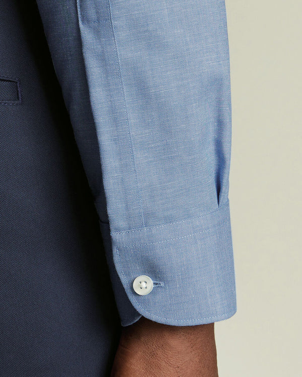 Non-Iron Cotton Linen Shirt - Cornflower Blue