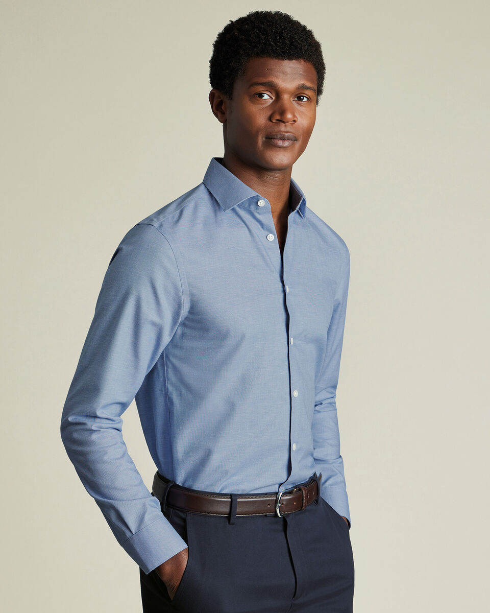 Non-Iron Cotton Linen Shirt - Cornflower Blue Secondary image
