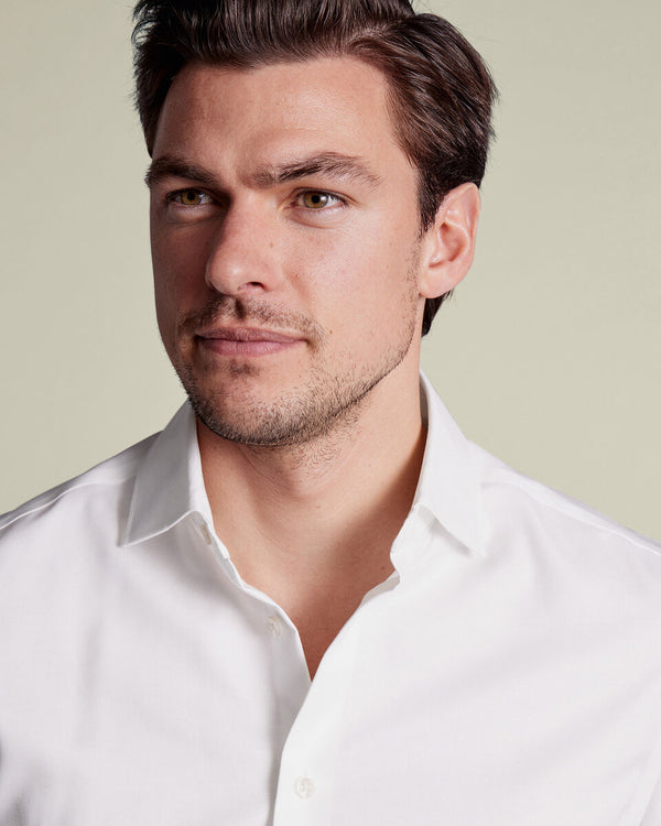 Non-Iron Cotton Linen Shirt - White