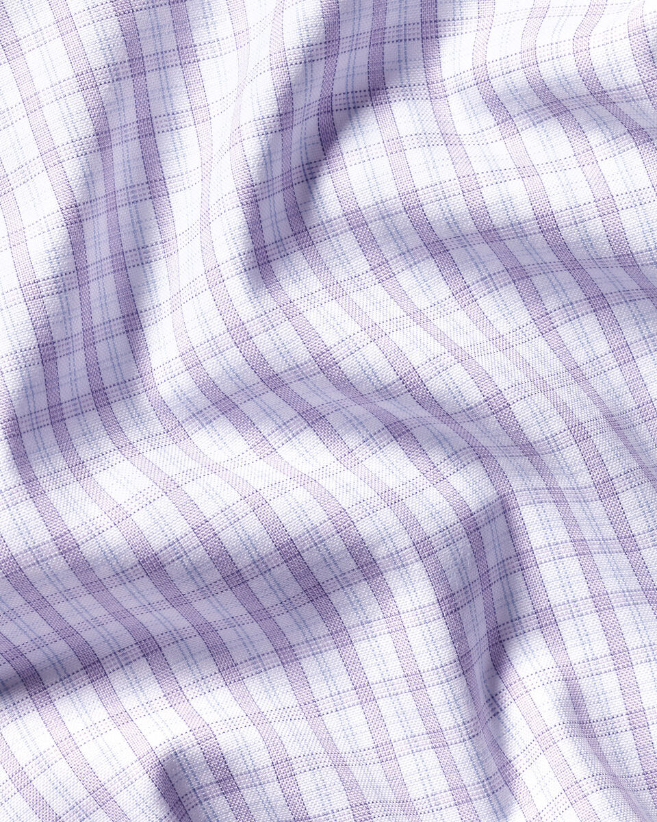 Non-Iron Oxford Grid Check Shirt - Lilac Purple