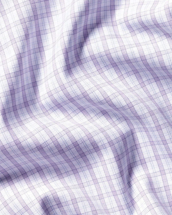Non-Iron Oxford Grid Check Shirt - Lilac Purple