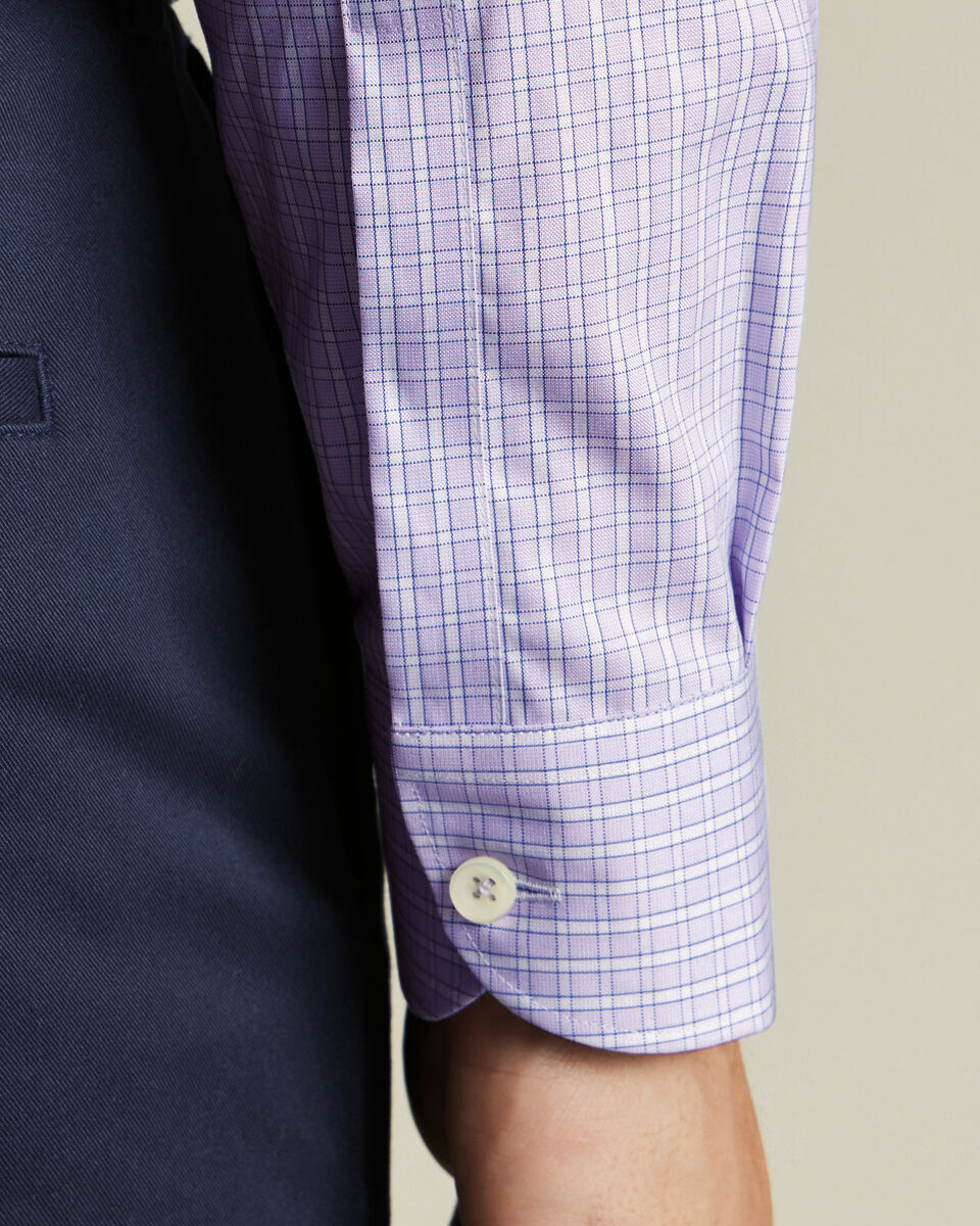 Non-Iron Stretch Oxford Check Shirt - Lilac
