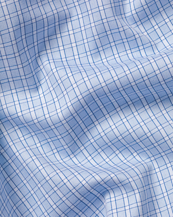 Non-Iron Stretch Oxford Check Shirt - Sky Blue