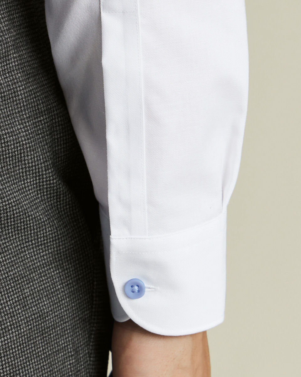Non-Iron Stretch Printed Trim Shirt - White