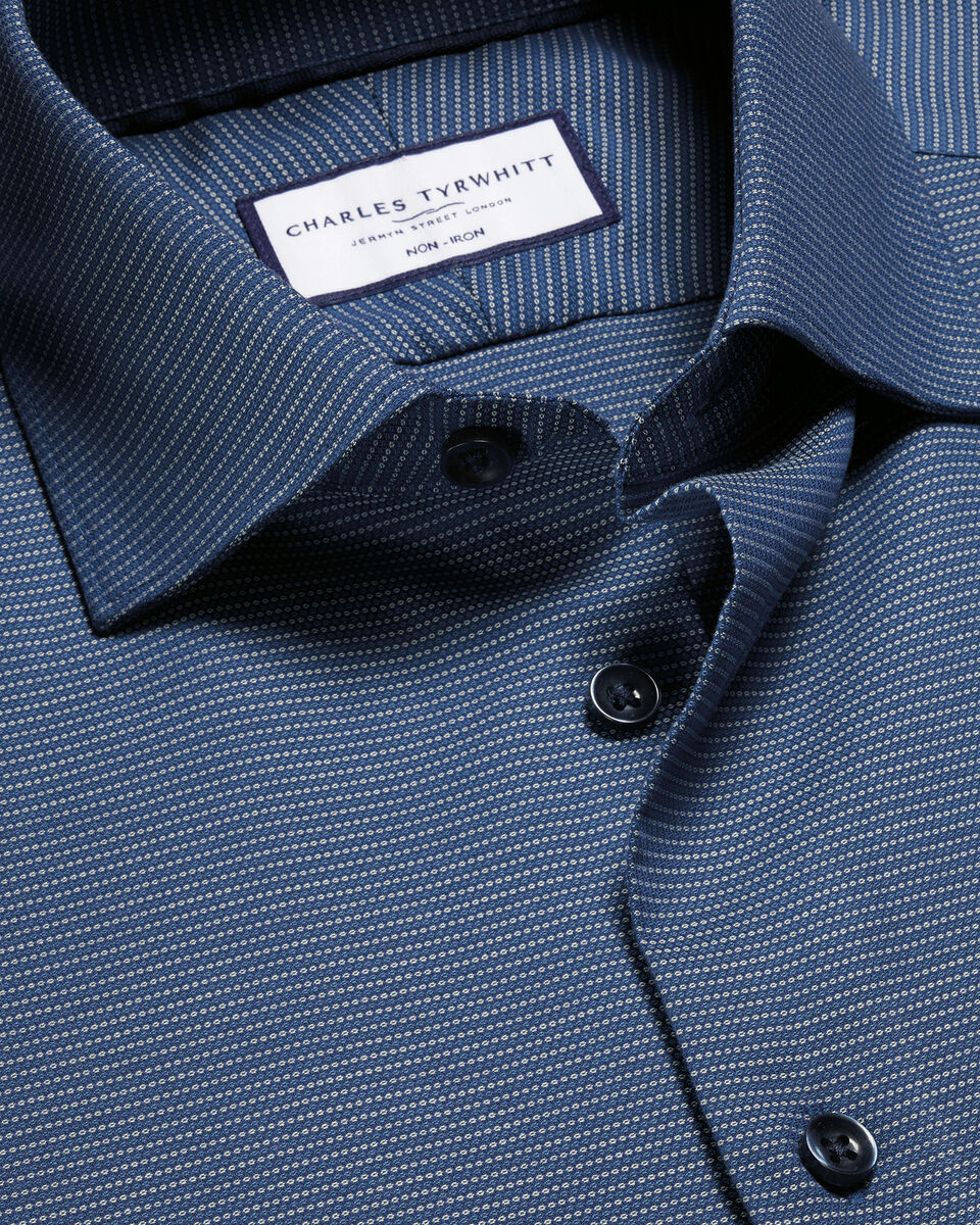 Non-Iron Stretch Circle Texture Shirt - Royal Blue