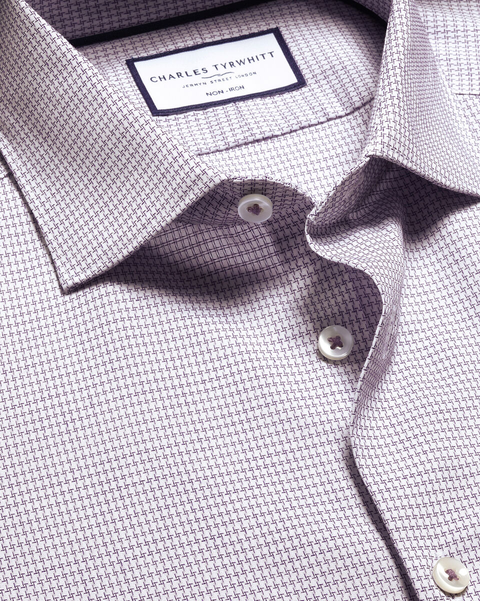 Non-Iron Stretch Texture Shirt - Dark Purple