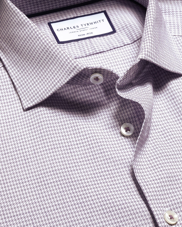 Non-Iron Stretch Texture Shirt - Dark Purple