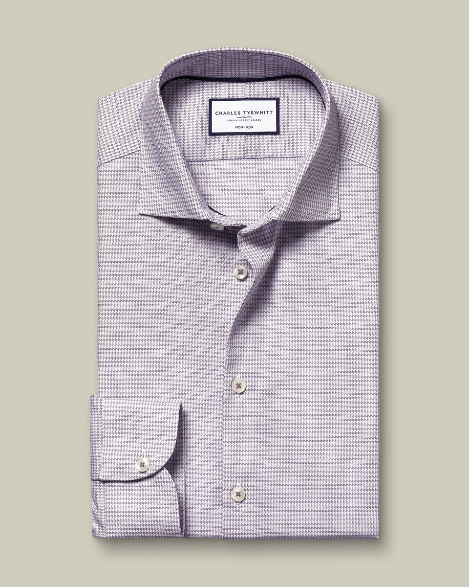 Non-Iron Stretch Texture Shirt - Dark Purple
