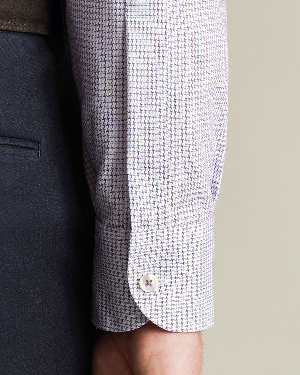 Non-Iron Stretch Texture Shirt - Dark Purple