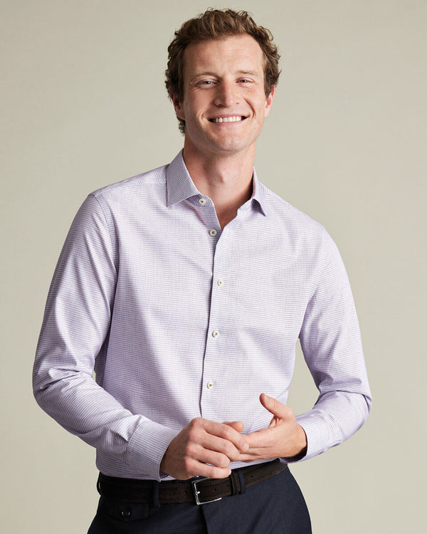 Non-Iron Stretch Texture Shirt - Dark Purple