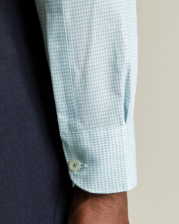 Non-Iron Stretch Texture Shirt - Teal Green